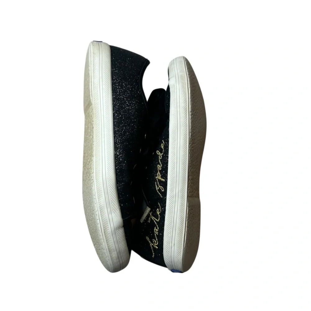 Keds Black Sparkle Sneakers with White Sole and Fabric Upper
